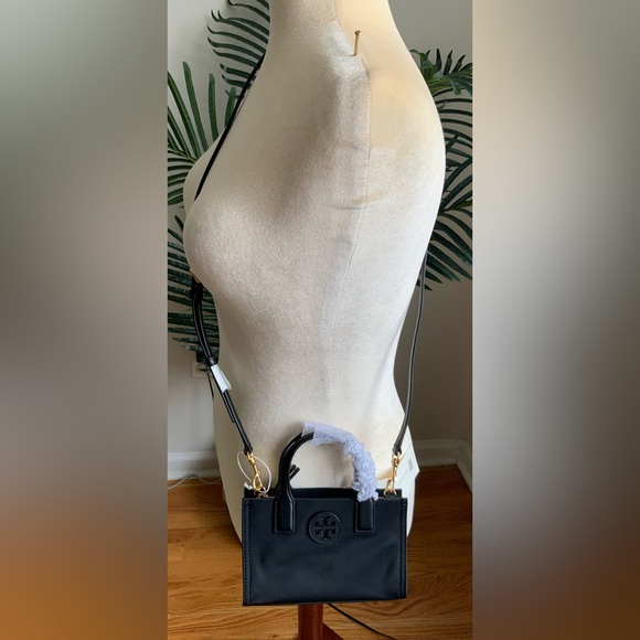 NWT TORY BURCH ELLA MINI LEATHER & NYLON CROSSBODY - Picture 4 of 7